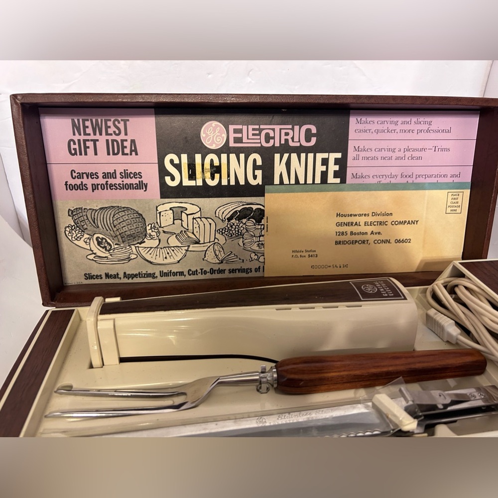 Vintage General Electric slicing knife complete works w/instruct book NO RETURNS